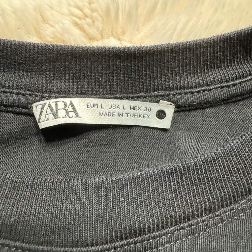 NWOT Zara Black Cotton Sleeveless Crewneck Tank Top with Shoulder Pads in L - Picture 3 of 6